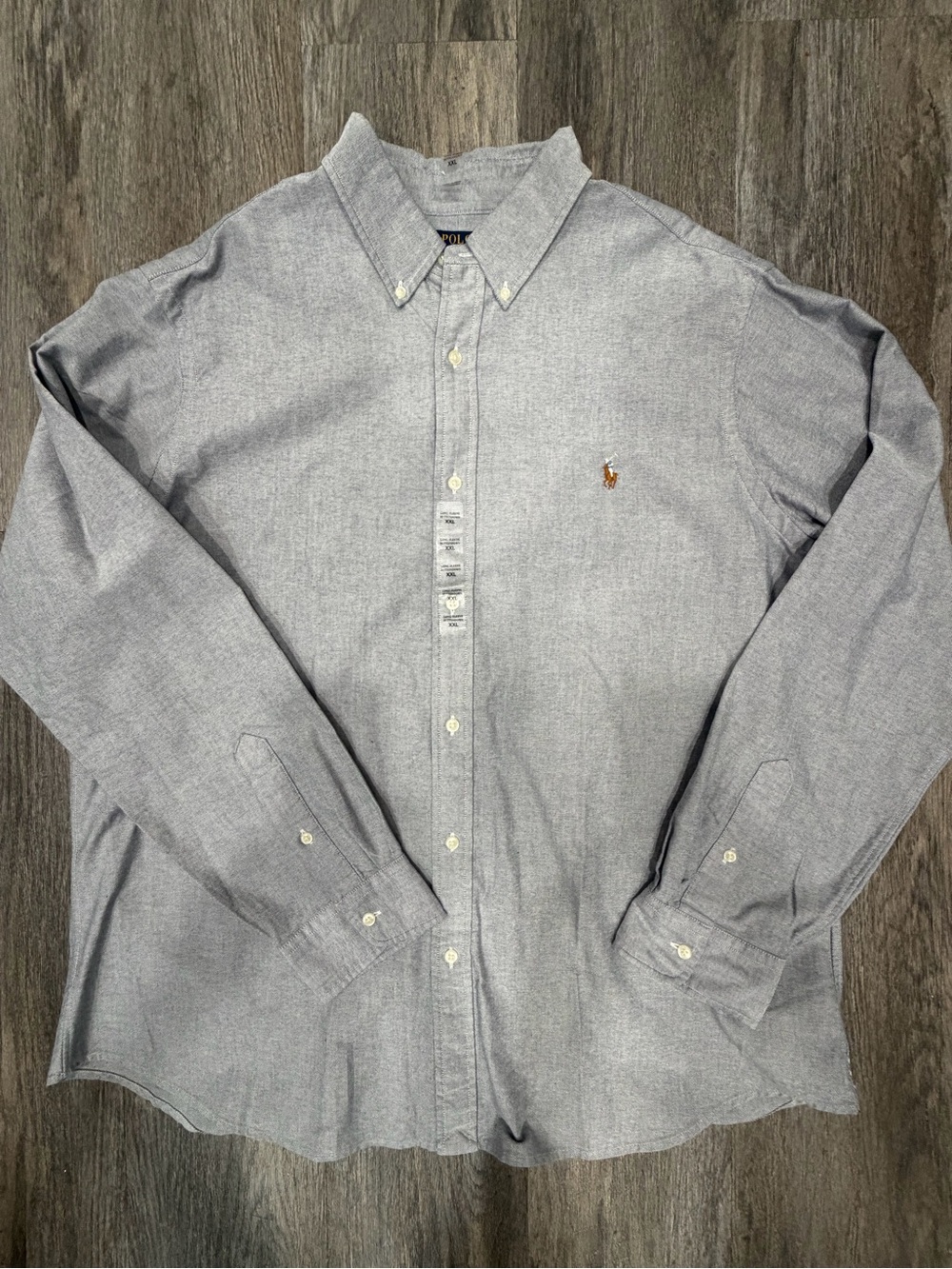 Ralph Lauren Light Gray Button-Down Oxford Shirt with Pony Logo